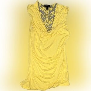 by & by Yellow Cowl Neck Tank Top Blouse